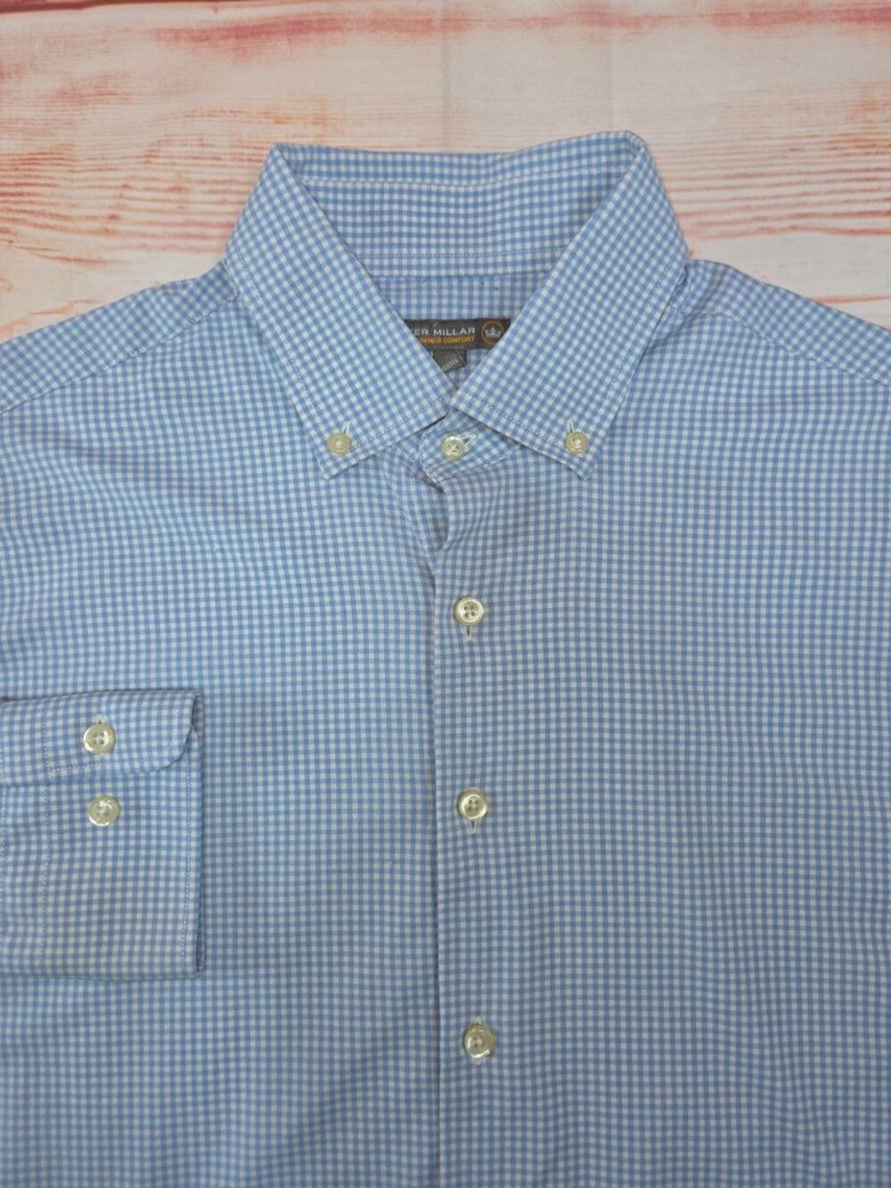 Peter Millar Summer Comfort Mens Blue Check Shirt Large